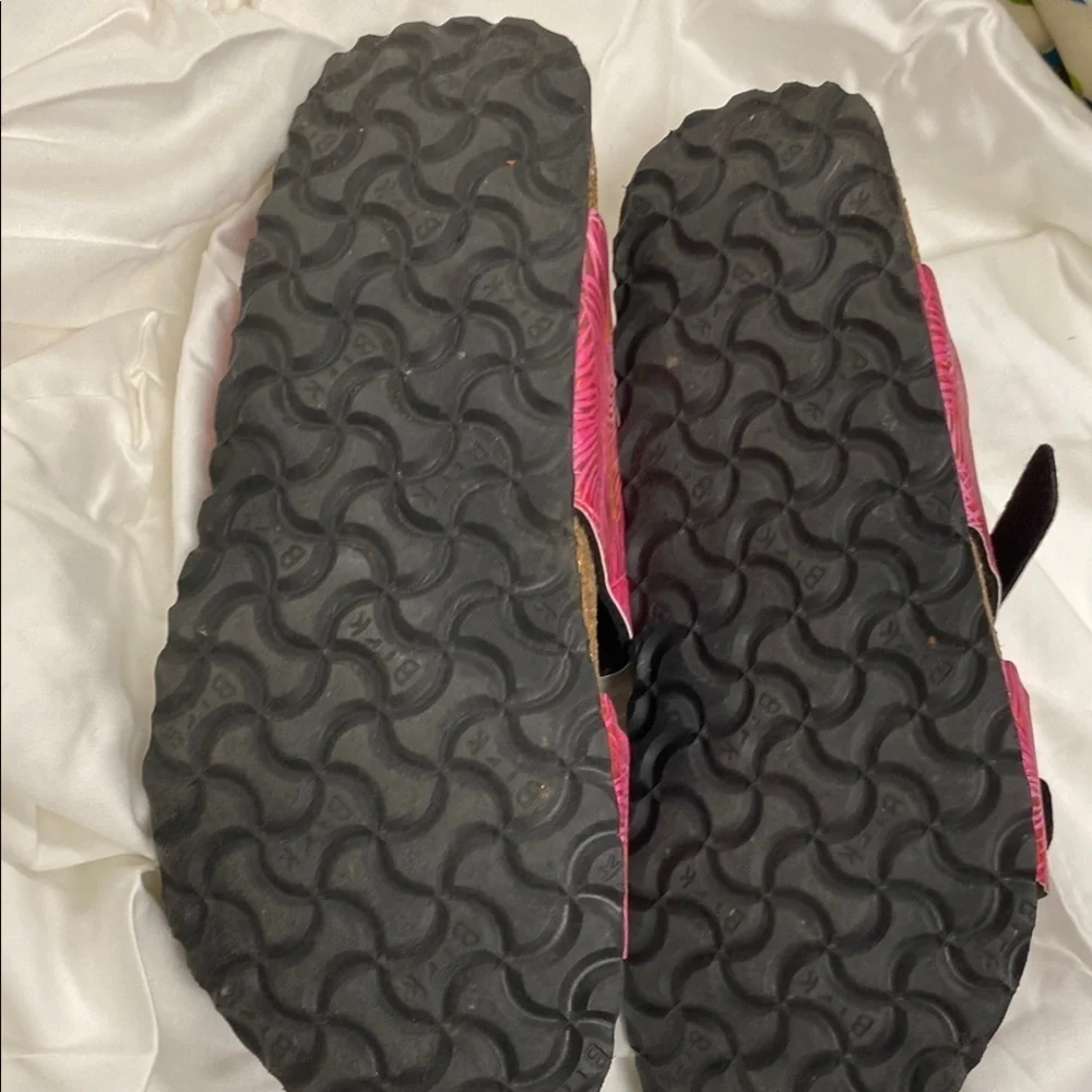Birkenstock Pink Sandals with Silver Buckles